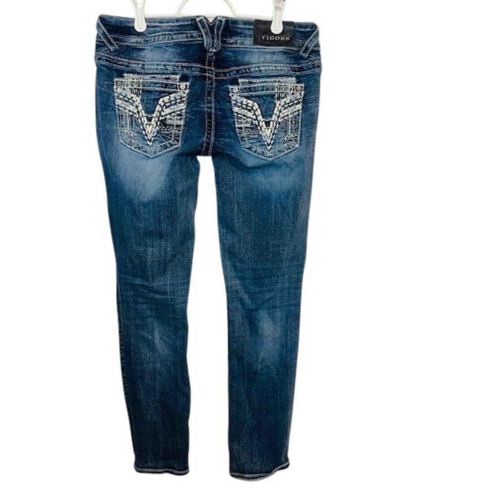 Women's Vigoss Ripped Distressed Skinny Jeans Dk Wash Denim‎ Embellished Pockets - Picture 3 of 14